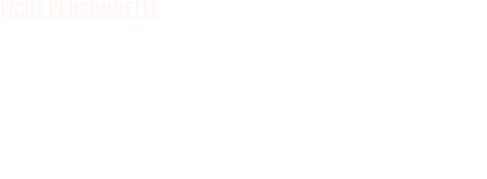 Fiche personnelle


Née en 1982, Anaïs Bon vit en Ile-de-France où elle travaille comme traductrice, formatrice et facilitatrice graphique. 

Elle publie son premier recueil, Dominicales, à 21 ans, aux Éditions Mémoire Vivante. S’ensuivront Abside (2005) et Tapis d’Ivraie (2009). 
En 2015, elle publie avec François Heusbourg le recueil Seul / double, construit par échanges successifs de poèmes par courriels sur onze mois. 
Ayant pris goût à l’écriture en collaboration, elle poursuit les expériences avec le poète Arescourt (TAROT et 2018 et ARBRE en 2019).  
En 2018, elle mène une autre expérience d’écriture croisée avec le poète et photographe Hervé Naillon, dans Dialangues. Sa pratique artistique se frotte volontiers au théâtre, comme metteur en scène au sein de la Compagnie de l'Arme Blanche qu'elle a co-fondée en 2006, et de plus en plus au dessin, comme croqueuse et illustratrice.


